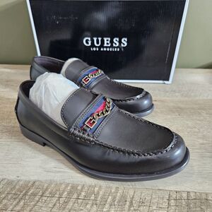 New With Box Guess Los Angeles Mens Size 7 Camox Moc Toe Loafers Dark Brown
